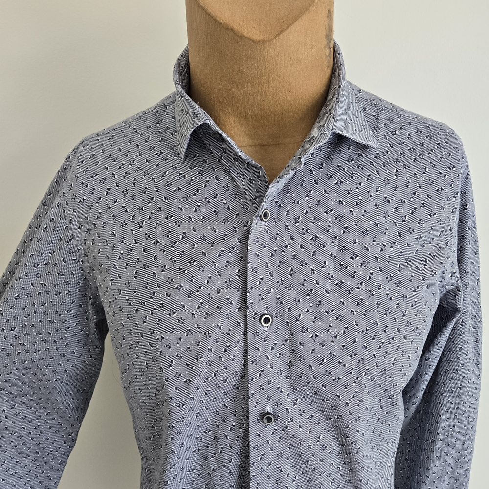 Bugatchi Ooohcotton Light Blue Micro-Print Button-Down Shirt